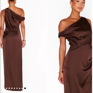 Show Me Your MuMu Chocolate One-Shoulder Dress